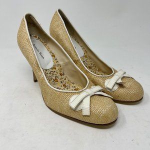 Amanda Smith Woman’s Shoes sz 8 ½M BELLE Natural Straw Woven Look Heels Pumps